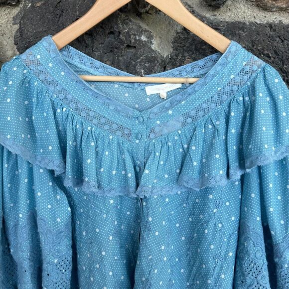 NWT Love Shack Fancy Women's Blue Bunnie Blouse Small - Picture 3 of 16